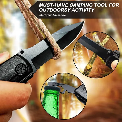 Vista 8 de Cuchillo de bolsillo multiherramienta para hombres, relleno de calcetines de Navidad, regalos para novio, él, marido, papá, alicates tácticos
