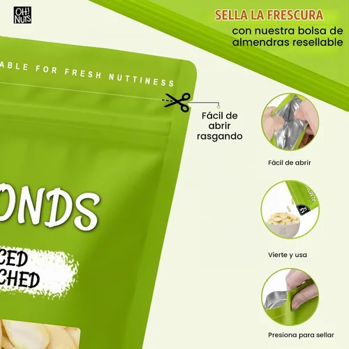 Vista 3 de Oh! Nuts Almendras en rodajas blanqueadas, 1.5 lb - Crudo, calidad premium