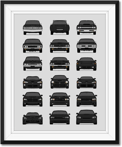 Vista 14 de Custom Car Posters Handmade Poster compatible with Dodge Evolution Print Wall Art Décor Best of Dodge Generations- Multi, 8x10 Metallic Print