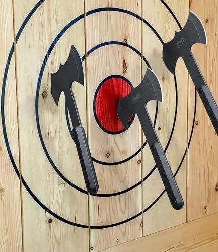Vista 6 de Juego de hachas y tomahawks, halcones de doble mordida, diseño para lanzar recreación y diversión