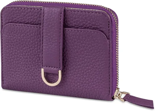 Vista 10 de Vaultskin Cartera pequeña para mujer, tarjetero de cuero con bloqueo RFID con bolsillo para monedas con cremallera, bolsillo para efectivo