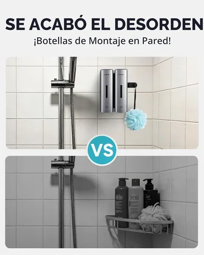 Vista 7 de AIKE Dispensador de champú y acondicionador de ducha de 2 cámaras para baño Plata