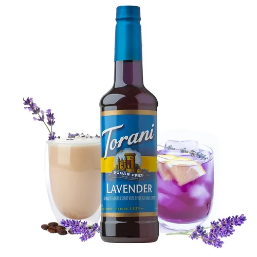 Vista 3 de Torani Jarabe de bebida con sabor a lavanda sin azúcar, 25.4 onzas líquidas (paquete de 4)