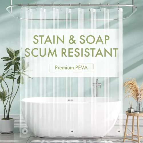 Vista 13 de AmazerBath Forro de cortina de ducha, 72x72 Forros de cortina de ducha beige, Forro de ducha de plástico ligero, Bonitas cortinas de ducha PEVA