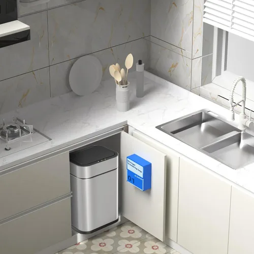 Vista 8 de FRESHLIX Bote de basura de acero inoxidable con sensor de movimiento de 360°, bolsas de absorción automática, tapa de cierre silencioso, sin