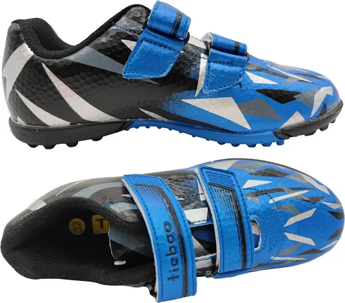 Vista 3 de Zapatos de fútbol de césped para niños y niñas, tacos de fútbol con correa ajustable de velcro (bebéniño pequeño)