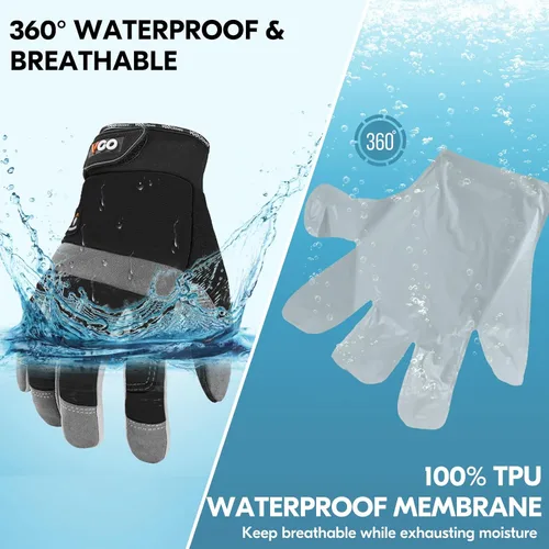 Vista 3 de Vgo... 1Pair 5℃/41°F Winter Work Gloves Men, Cold Weather Waterproof Safety Work Gloves,Cold Storage or Freezer Glove