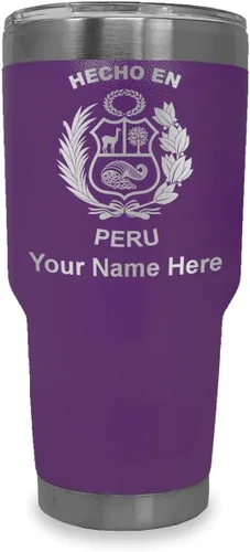 Vista 9 de LaserGram Vaso aislado al vacío de 20 onzas, hecho en Perú, grabado personalizado incluido (negro)