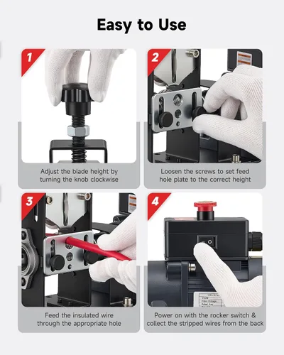 Vista 8 de CREWORKS - Máquina pelacables eléctrica, pelacables eléctrico para cables de cobre de 0.06 a 0.9 pulgadas (0.059-0.866 in) con 3 modos de operación