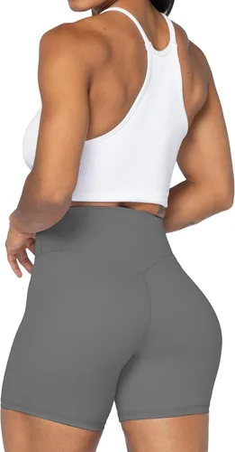 Vista 6 de Sunzel - Shorts de tiro alto para ciclista, sin costuras frontales, para mujer, a prueba de sentadillas, para yoga, entrenamiento, gimnasio, ciclismo