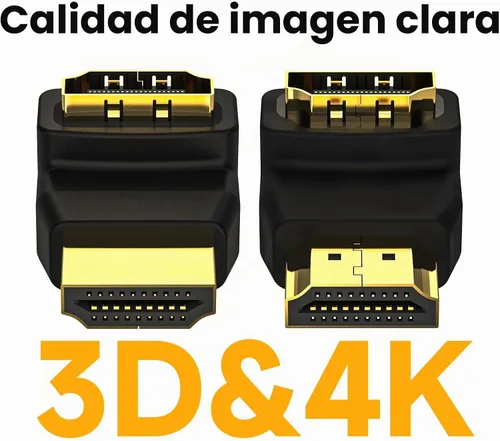 Vista 3 de VCE Adaptador HDMI de 90 y 270 Grados, 2 unidades, Adaptador Conector HDMI Macho a Hembra de Ángulo Recto L, Soporta 3D&4K