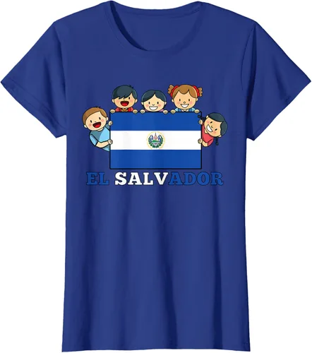 Vista 53 de Camiseta salvadoreña del Mes de la Herencia Hispana con la bandera de El Salvador para niños, Negro