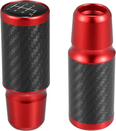 Vista 6 de ACROPIX Pomo de palanca de cambios universal de aluminio modificado de 6 velocidades, perilla de palanca de cambios manual automática para Rojo