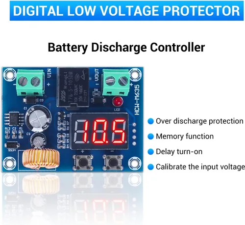 Vista 3 de ICSTATION - 2 protectores digitales de bajo voltaje, interruptor de desconexión de corte de bajo voltaje de 12-36 V 20 A, módulo de protección