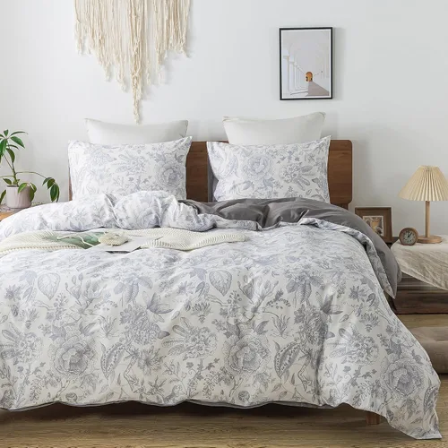 Vista 31 de HoneiLife Juegos de Fundas de Edredón Twin - Funda de Edredón Floral 100% Algodón, Juego de Ropa de Cama Transpirable de 2 Piezas con Cierre