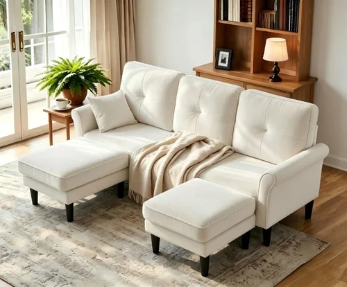 Vista 11 de Welzona Sofa Couch, 83" Sofas for Living Room, Soft Couches for Living Room Comfy Velvet, Modern U Shaped Couch with Ottomans, Small Sectional
