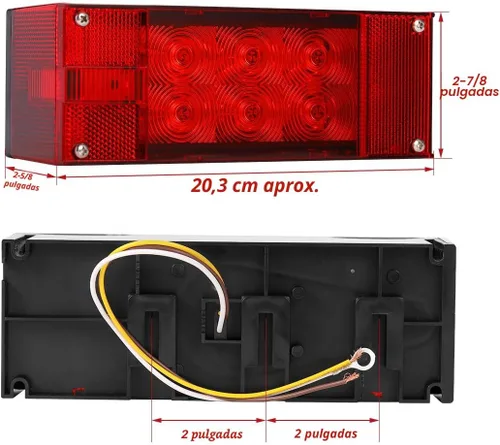 Vista 2 de CZC AUTO Juego de 2 luces LED sumergibles de bajo perfil rectangular para remolque, de 12 V, kit de luces traseras de parada, giro y marcha