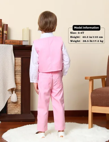 Vista 50 de A&J DESIGN Conjunto de traje de caballero para niños pequeños, 3 piezas, camisas, chaleco y pantalones