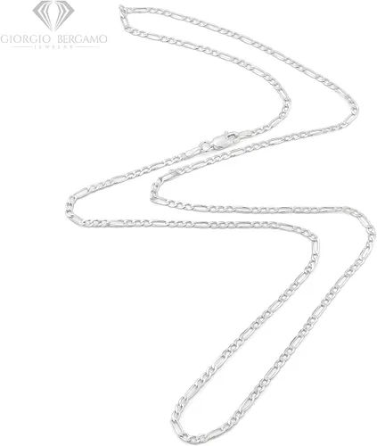 Vista 2 de Giorgio Bergamo Cadena Figaro maciza de plata de ley 925 de 0.098 in a 0.413 in, collar o pulsera de eslabones ITProLux