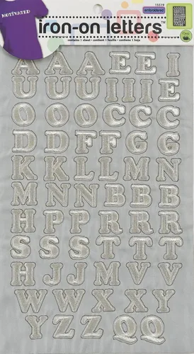 Vista 4 de Dritz Letras termoadhesivas de 1 pulgada, estilo de bloque bordado, 1 hoja, color negro