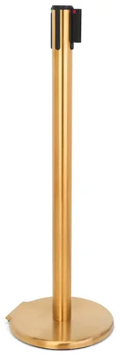 Vista 2 de QueuePole.Deluxe - Puntal de control de multitudes de 41 pulgadas con barrera retráctil de 10 pies, poste dorado, cinturón negro (RCCDXBZBK)