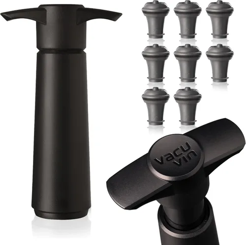 Vista 10 de Vacu Vin Juego de 2 tapones de vacío para guardar vino, color gris, sellado hermético para botellas abiertas para preservar la frescura hasta 10