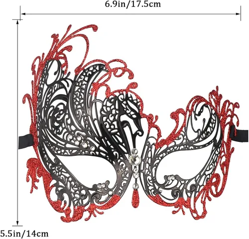 Vista 2 de Cvqlw Máscara veneciana para parejas, máscaras venecianas, máscara de metal para Halloween, fiesta veneciana, para hombres y mujeres, combinación