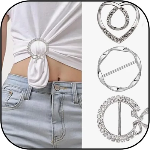 Vista 41 de 4 piezas de clip de anillo de bufanda para mujer, broche de perlas y flores, hebilla de metal para chal, accesorios de decoración para damas y niñas
