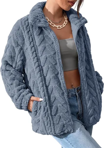 Vista 19 de Dokotoo Chaqueta de forro polar de invierno para mujer, abrigo casual con Pétalo de orquídea