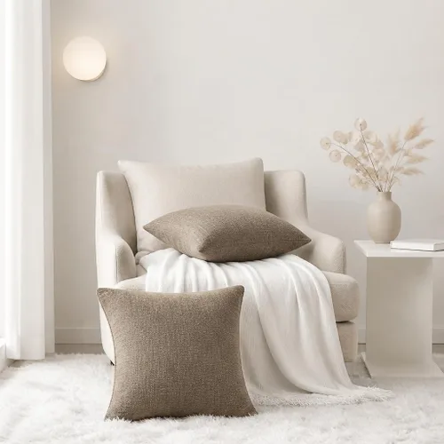 Vista 6 de decorUhome Juego de 2 fundas de almohada de felpilla de color caqui otoñal de 20 x 20 pulgadas