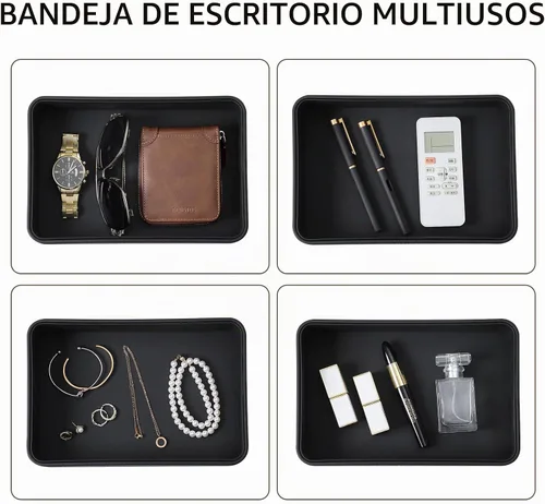Vista 5 de Bandeja de valet para hombres, organizador de mesita de noche de Negro