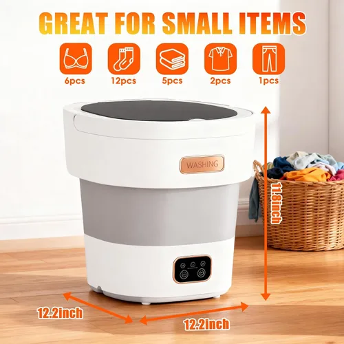 Vista 2 de Lavadora portátil, mini lavadora de 16 litros mejorada con cesta giratoria, 3 modos de limpieza profunda para ropa interior, ropa de bebé, camisa