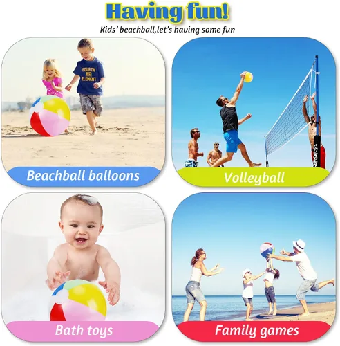Vista 5 de Paquete de 13 bolas de playa inflables de 12 pulgadas, bola de playa, globos de fiesta para niños y adultos, pelota inflable para patio, pelotas
