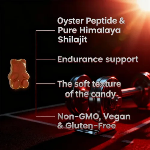 Vista 2 de HolyTime Power Gummies – Shilajit del Himalaya, péptido de ostras y palma enana americana – 60 masticables suaves veganos Vitalidad diaria