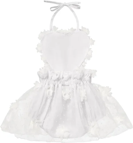 Vista 2 de Traje de bebé niña primer cumpleaños traje de encaje tul mameluco princesa tutú vestido de un año cumpleaños pastel Smash fotografía ropa