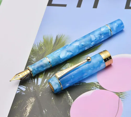 Vista 29 de Jinhao 100 - Pluma estilográfica de estilo clásico en celuloide, instrumento de escritura suave con punta #6, juego de pluma con convertidor