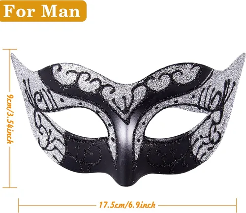 Vista 2 de SIQUK Juego de máscaras para parejas, máscara veneciana para fiesta