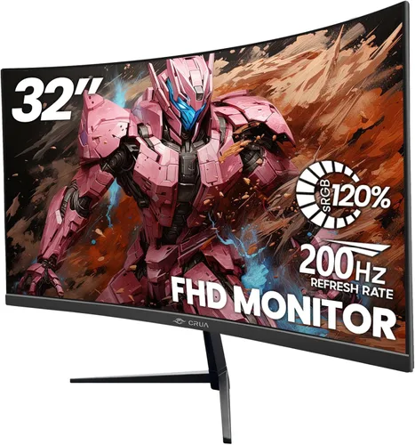 Vista 8 de CRUA - Monitor de juegos curvo de 24", 240Hz, FHD 1920 x 1080P, compatible con 120% sRGB, AMD FreeSync, bajo desenfoque de movimiento, compatible