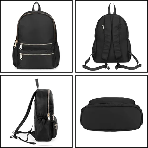 Vista 3 de Uromee Mochila para mujer, bolsa de hombro impermeable de nailon para viaje, 269 negro, Mochilas Daypack