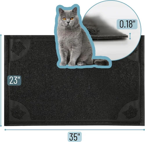 Vista 2 de Mr. Pen - Tapete grande de arena para gatos, 23 x 35 pulgadas, tapete negro para caja de arena para gatos, tapete para atrapar arena para gatos