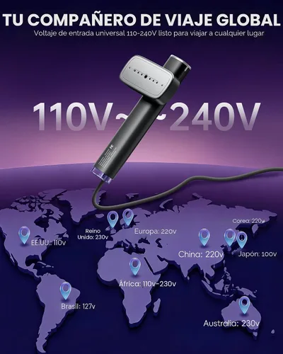 Vista 5 de OGHom Vaporizador para ropa, vaporizador de viaje de 110-240 V y plancha 2 en 1, potente vapor de 1000 W, removedor de arrugas de prendas portátil