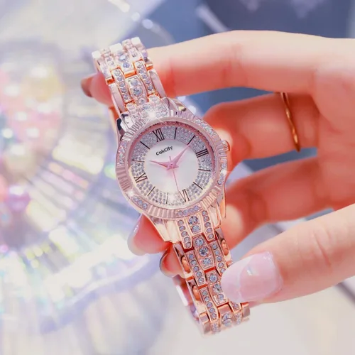 Vista 8 de CakCity Reloj de cuarzo analógico para mujer, con esfera de diamantes, reloj de pulsera casual para mujer