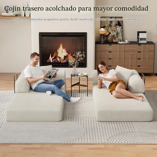 Vista 4 de DAMAIFROM Sofá cama convertible para suelo, sofá deshuesado, color beige