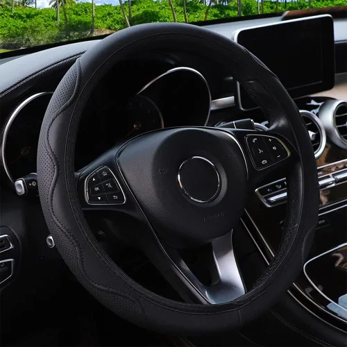 Vista 12 de Funda elástica para volante de coche universal de 15 pulgadas, fundas de volante de microfibra suave de cuero transpirable, antideslizante