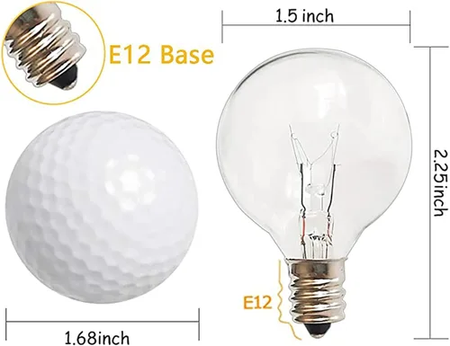 Vista 4 de Bombillas de repuesto G40 para exteriores, 120 V 5 W transparentes IP44 impermeable, regulable, globo de vidrio incandescente de 1.5 pulgadas, 2200
