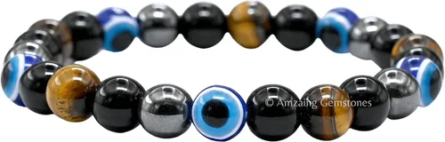 Vista 42 de Amazing Gemstone Pulsera de control de ira – Howlita Amazonita Lava Juego de pulseras para hombres y mujeres, curativa, calmante, ansiedad, alivio