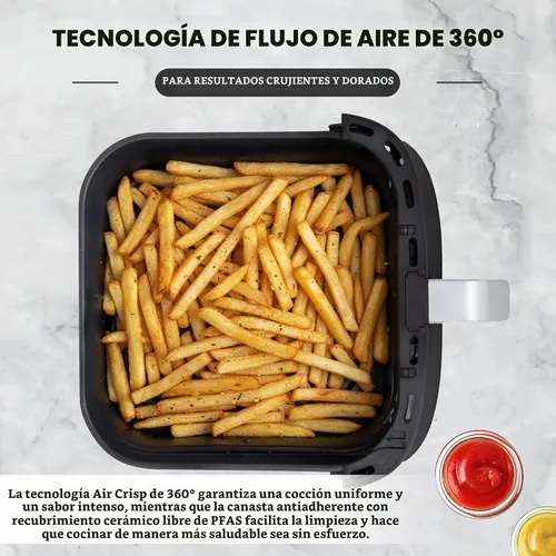 Vista 3 de Nuwave Brio Plus - Freidora de aire 6 en 1, gran capacidad de 7 cuartos de galón, control preciso de temperatura de 50 °F a 400 °F, antiadherente