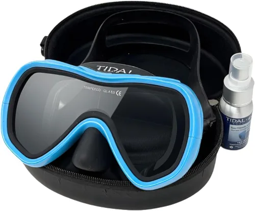 Vista 14 de Tidal Mask-Advanced - Máscara de buceo antivaho para buceo, snorkel, buceo libre y natación. Lente única de vidrio templado gran angular. Negro