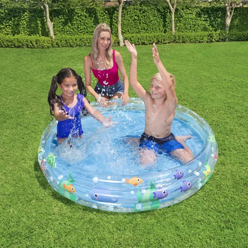 Vista 4 de Bestway Piscina Hinchable Infantil 3 Aros Transparente Vida Marina 152x30 cm +2 Años Jardin 51004