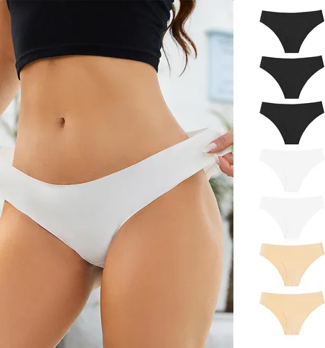 Vista 2 de Womens Seamless Bikini Panties Soft Stretch Invisibles Briefs No Show Hipster Underwear 7-pack S-XL
